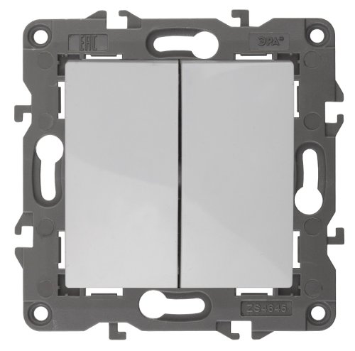 Переключатель без рамки Эра Elegance 2-кл. проходной белый фото Переключатель без рамки Эра Elegance 2-кл. проходной белый картинка